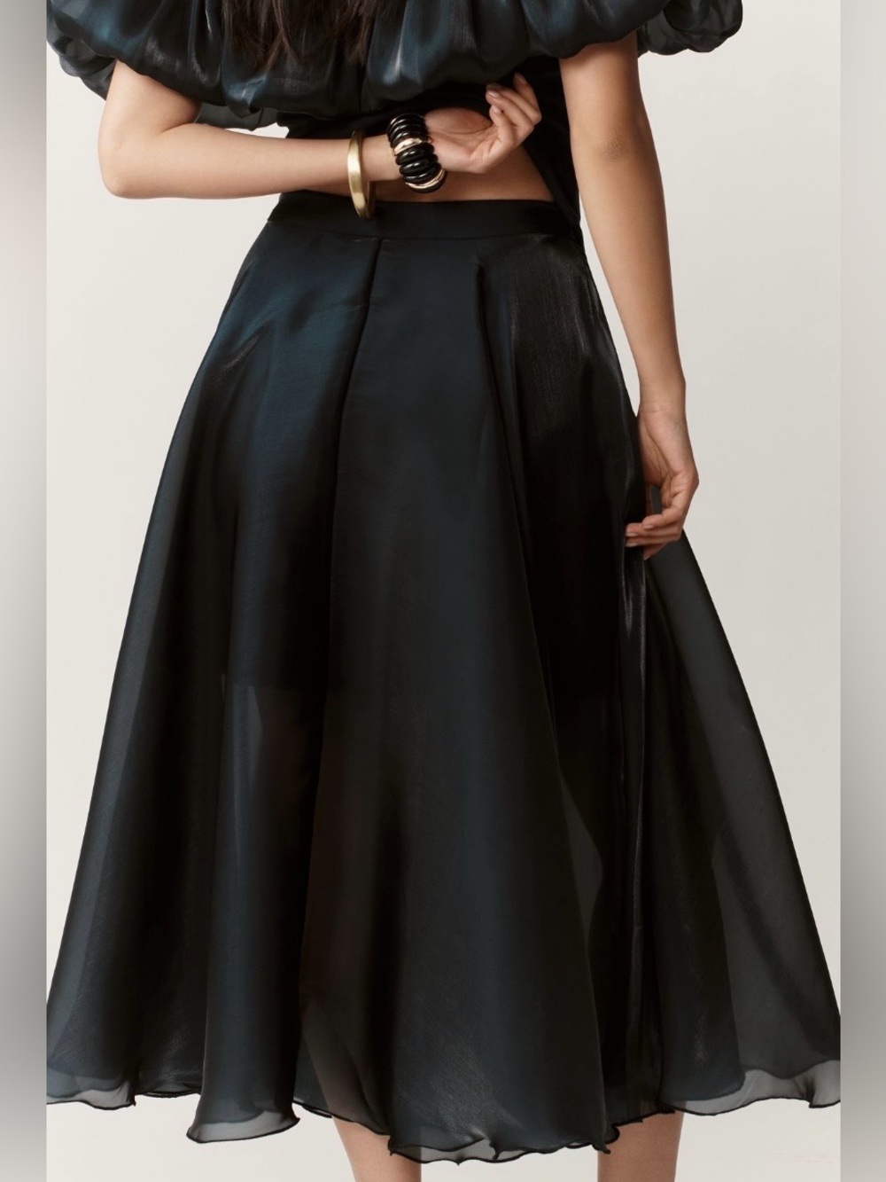 Anthropologie Bl-nk Arleth Black Midi Skirt Medium NWT - Picture 3 of 13